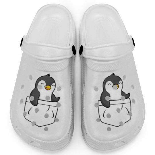 The Penguin in the pocket, funny penguin , penguin Clogs