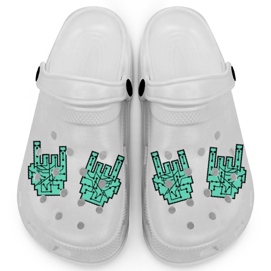 Heavy metal nerd electronic circuits hand gesture Clogs