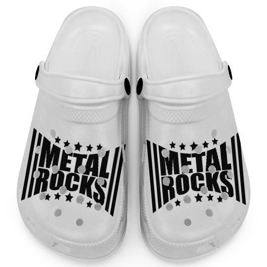 Heavy Metal Rocks Hard Rock Music Text Quote Logo Clogs