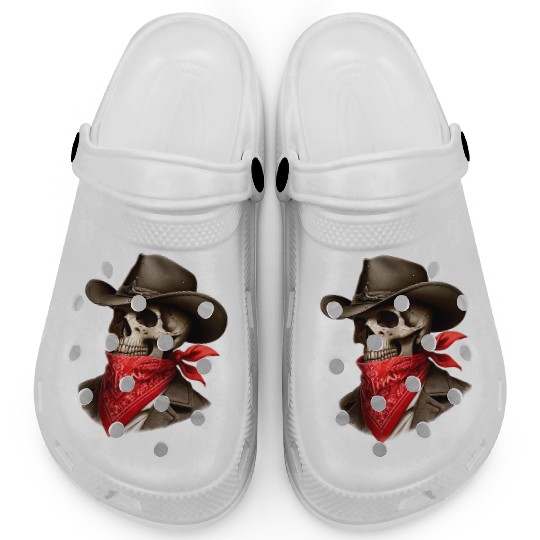 Cowboy Skeleton Skull Bandit Clogs
