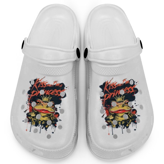 Kiss Me I'm A Princess Funny Frog Toad Clogs