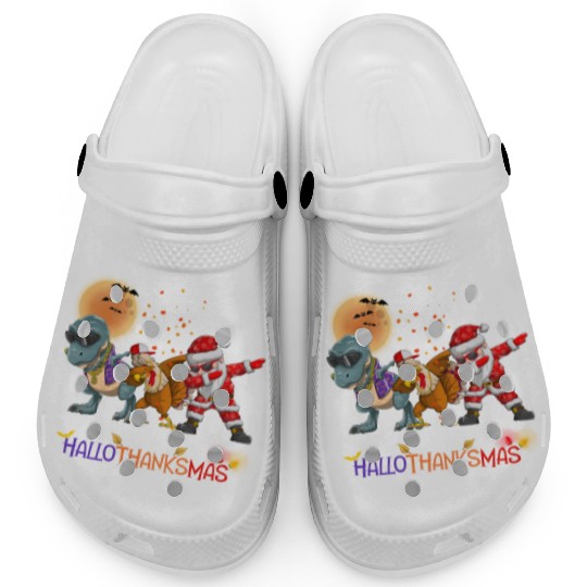 Dabbing Dinosaur Turkey Santa Claus Hallothanksmas Clogs