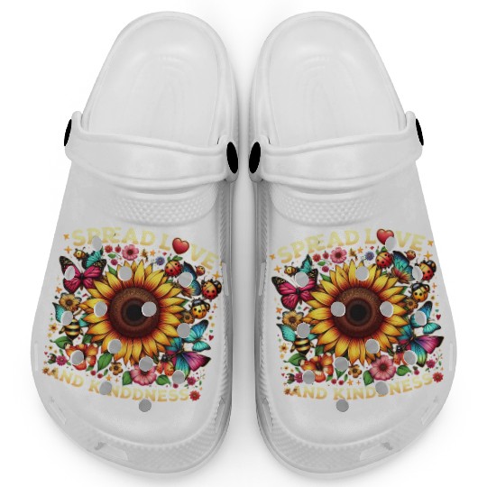 Spread Love & Kindness Sunflower Design Clogs