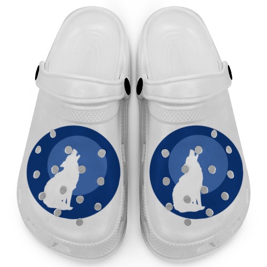Wolf Moon Nature Vector Clogs