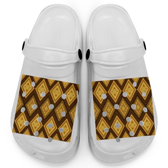 Ancient Gold Diamond Pattern, indigenous art Clogs