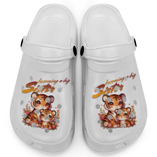 Soon I'll Be A Big Sister Cute Tiger Clogs