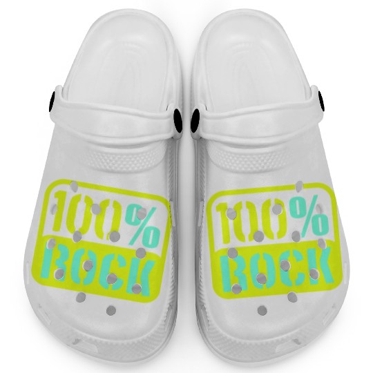 100 % Percent Rock Heavy Metal Music Text Logo Clogs