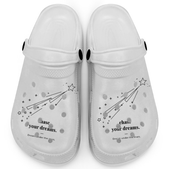 Chase Your Dream Minimal Black Star And Typography Clogs