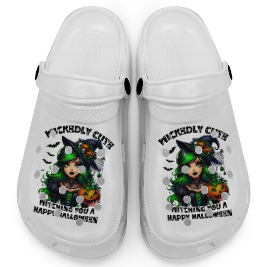 Halloween Wicked Cute Green Witch Clogs