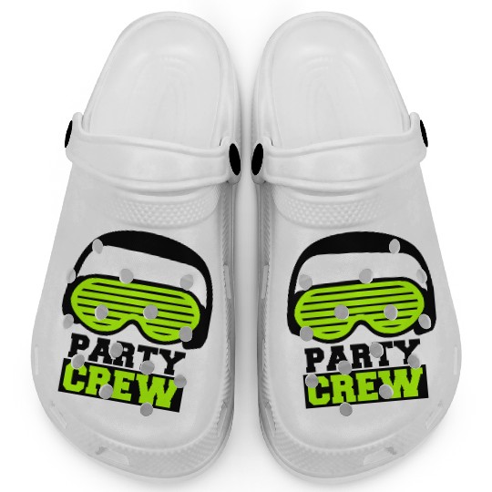 Party Crew Face Team Friends Member Face Text Logo Clogs