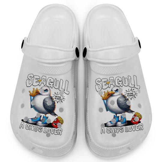 Seagull The Potato Chips Lover Funny Sea Bird Clogs
