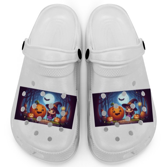 Halloween Witch and Jack-o'-Lantern Scene Clogs