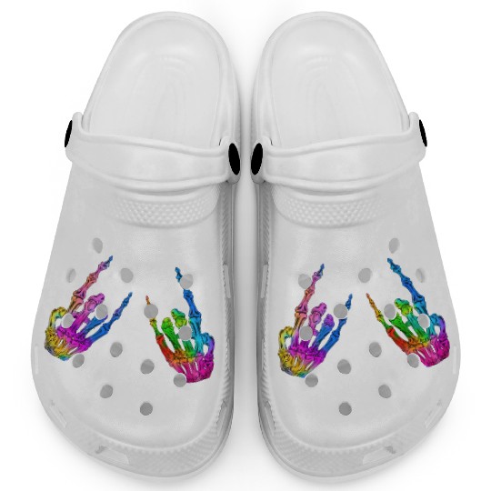 Rock On Rock Star Skeleton Hands LGBT Rainbow Clogs