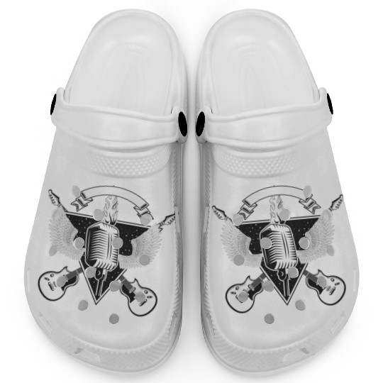 Rock and Roll vintage guitar and microphone Retro Clogs