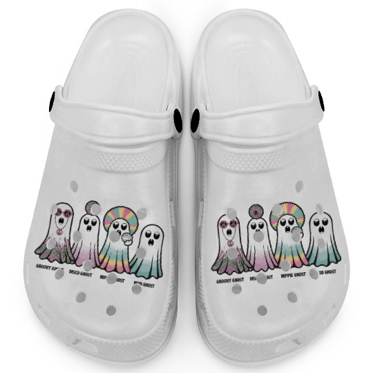 Psychedelic Retro Ghosts Groovy, Disco, Hippie Clogs