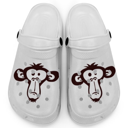 Sad Confused Monkey Head Funny Bored Primate Face Clogs