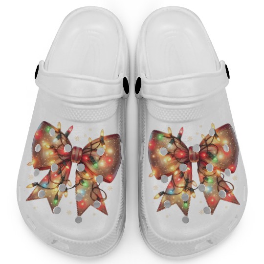 Christmas Light Coquette Bow Clogs