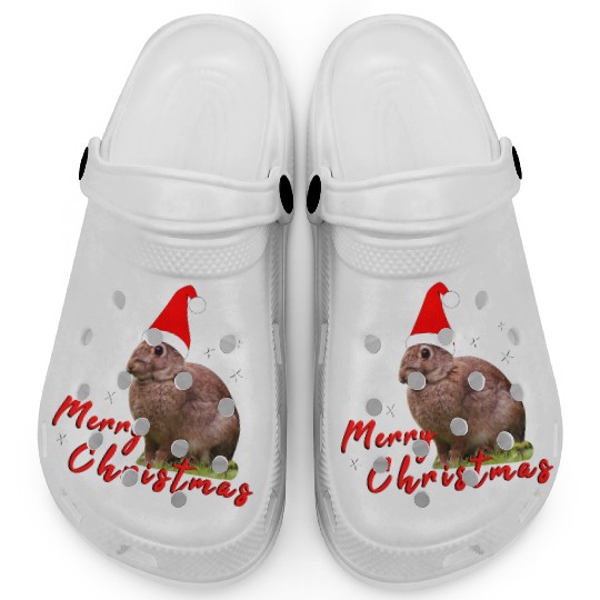 Festive Bunny with Santa Hat Clogs