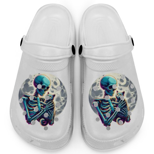 Skeleton Cute Cat Skull Kitty Halloween Clogs
