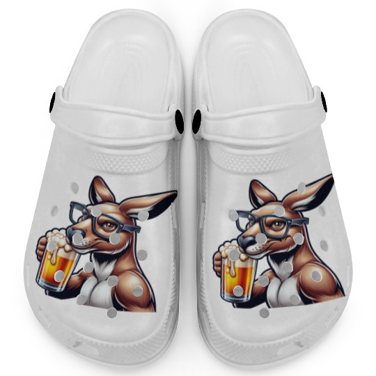 Kangaroo with Glasses Drinking Beer Clogs