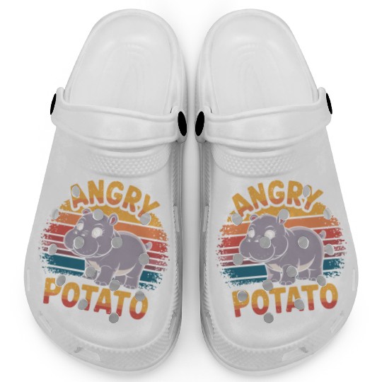 Moo Deng Angry Potato Hippo Humor Design Clogs