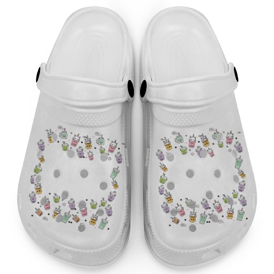 Skeletal Embrace: A Bubble Tea Love Story Clogs