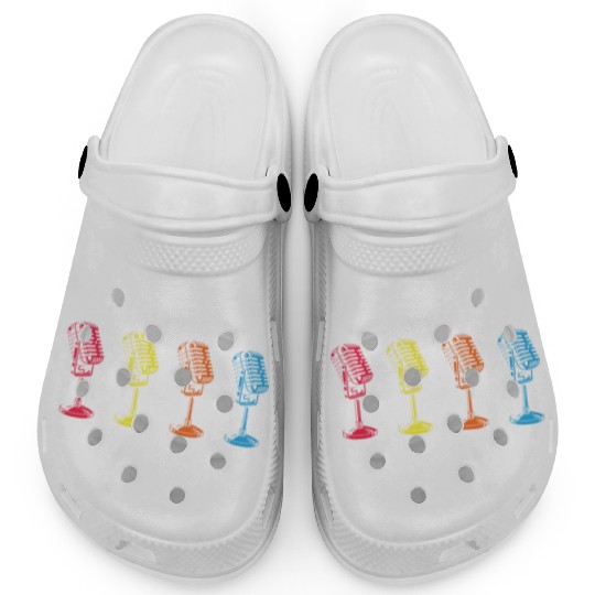 Retro Microphone Pop Art Colorful Clogs