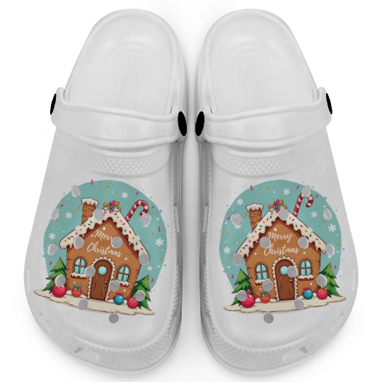 Cute Gingerbread House Merry Christmas Design Clogs