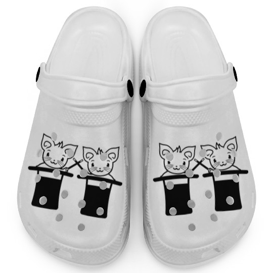 2 Magical Enchanted Top Hat Wizard Cats Friends Clogs