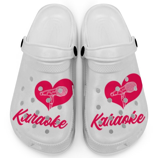I Love Karaoke Microphone Heart Clogs