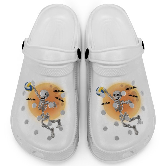 Volleyball Skeleton Volleyball Player Halloween Clogs