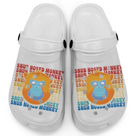 Retro Golden Snub Nosed Monkey Cute Monkey Face Clogs