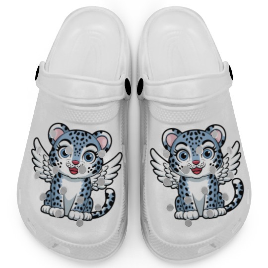 Blue tiger cat with angel wings dreamlike Clogs