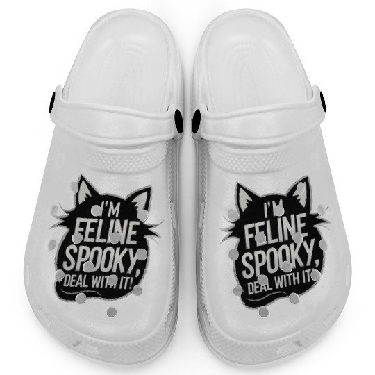 I’m Feline Spooky Cat Halloween Saying Clogs