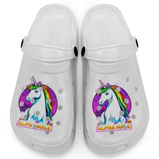 Alpha male LGBT unicorn Halloween Neon Colors Clogs