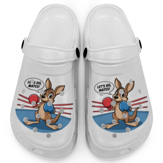 The kangaroo is in a boxing pose Clogs