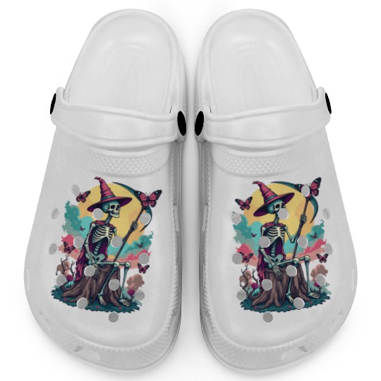 Tarot Card Magical Skeleton Death and Plants Clogs