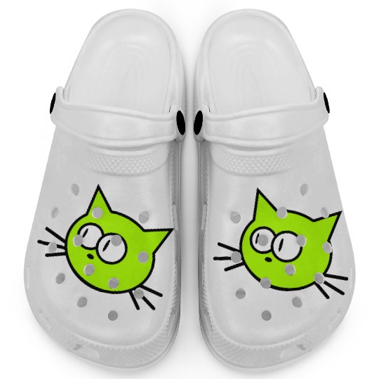 Curious Cat Looks Confused Funny Cute Silly Face Clogs