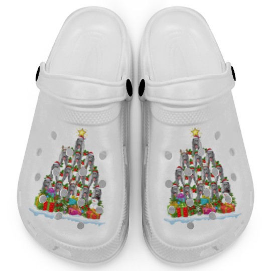 Irish Wolfhound Dog Ugly Christmas Tree Santa Hat Clogs