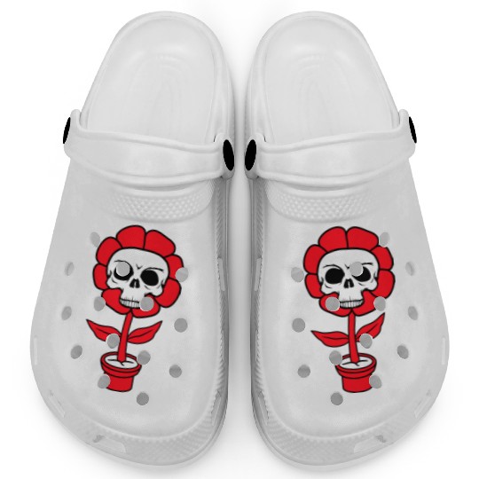 Evil Skull Flower Horror Halloween Skeleton Head Clogs