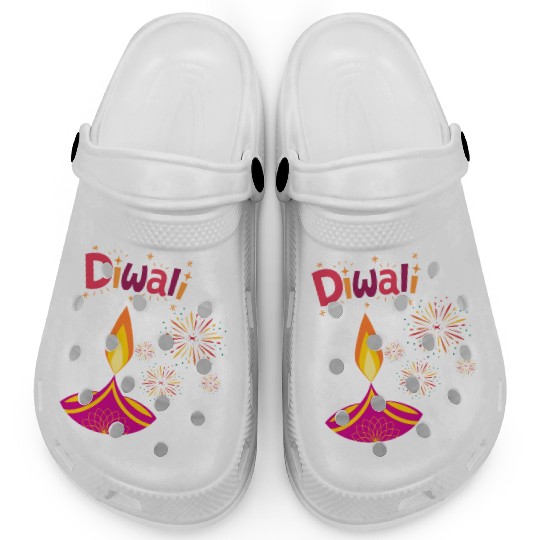 Diwali Design with Lamp & Festive Fireworks Clogs