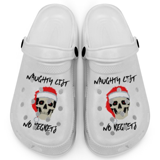 Naughty List No Regrets Santa Skull Clogs