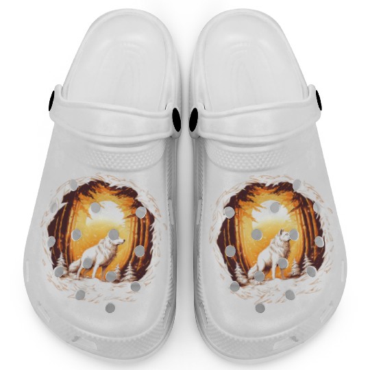 Wolf in Forest Clogs