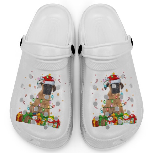 Mastiff Dog Christmas Lights Clogs