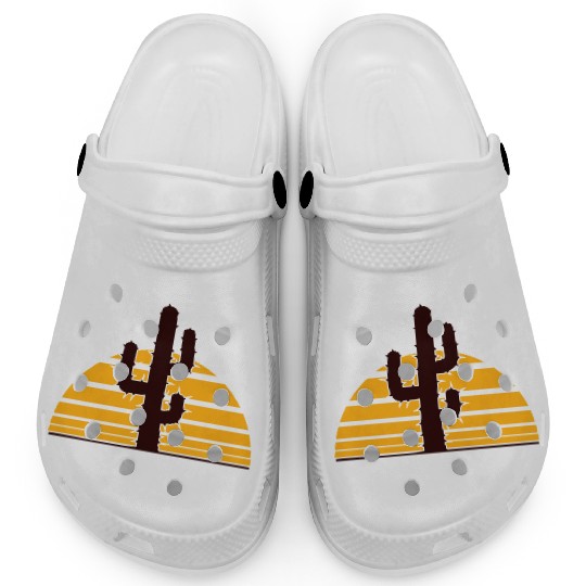 Prickly Cactus Sunset Shadow Cool Sun Night Desert Clogs