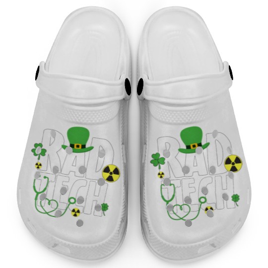 Rad Tech St Patricks day Shamrock radiation Clogs