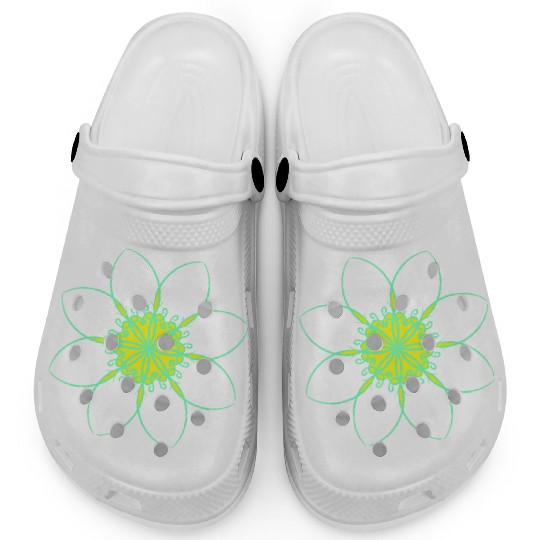 Green Beautiful Flower Tribal Lines Tattoo Design Clogs