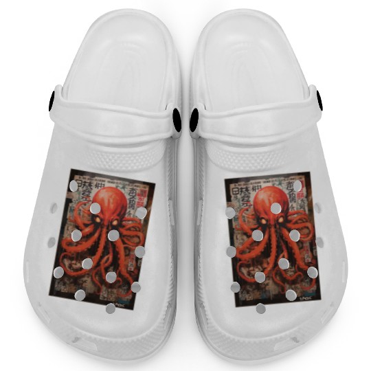 Street Art Red Octopus Clogs