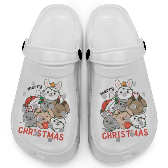 Bunny Christmas Tree Merry Christmas Clogs