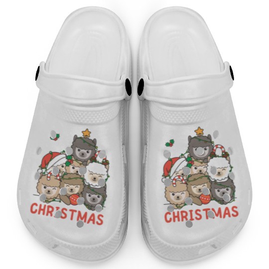Alpaca Christmas Tree Merry Christmas Clogs